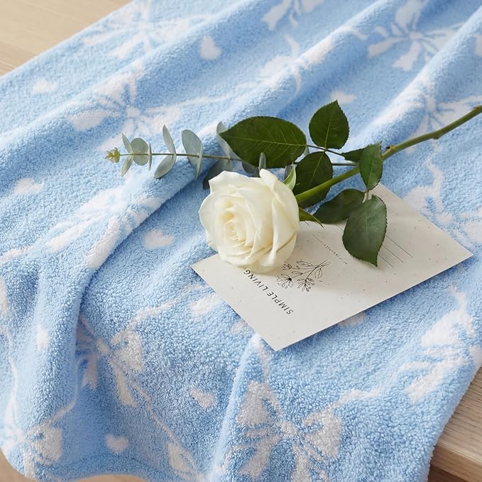 WRENSONGE Blue Bow Throw Blanket Soft Cozy Fluffy Warm Throw for Couch Sofa Bed Camping Picnic Travel Lightweight - 50"*60"