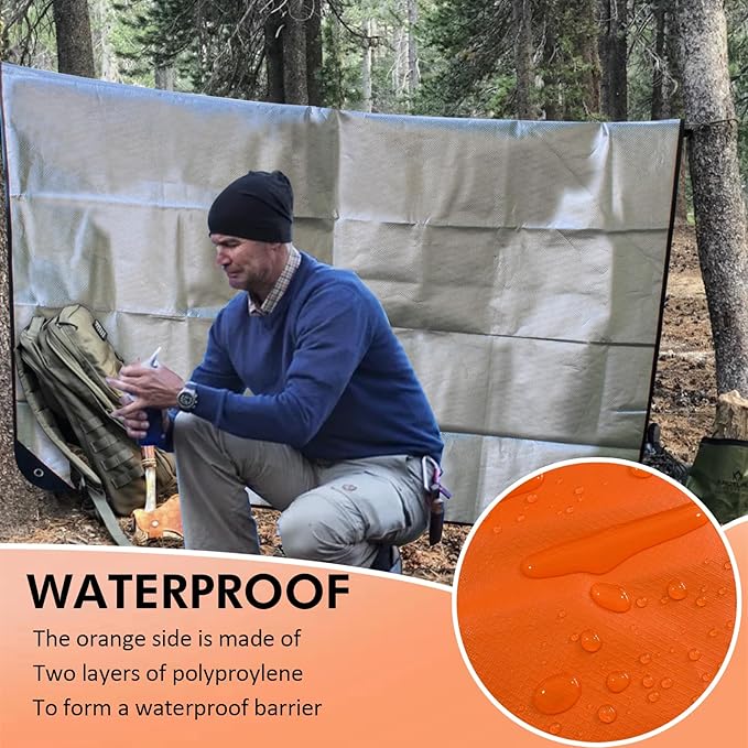 2 Pack Upgrade Survival Blanket – Insulated Thermal Reflective Tarp - 60" x 82". All-Weather, Reusable Emergency Blanket for Car or Camping, Orange