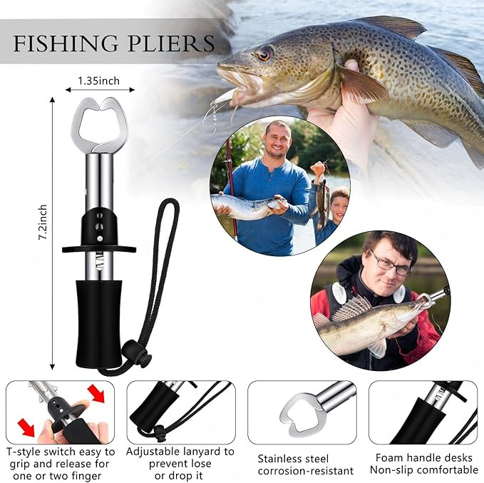 Sosation 134 Pcs Fishing Tool Fishing Tackle Box Kit and Equipment for Adults Beginner Gift, Hook Remover, Pliers Kit, Backpack Tackle Container Lures, Lip Gripper, Weigh Scale