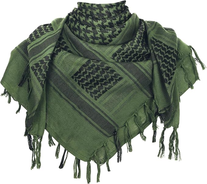 Aonal Military Shemagh Tactical Desert Scarf, 100% Cotton Keffiyeh Neck Head Scarf Wrap for Men Women
