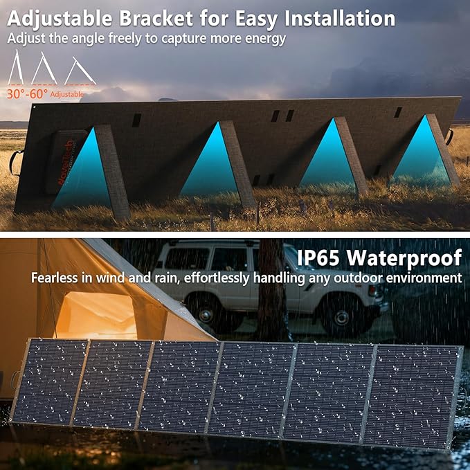 400W Portable Solar Panel, 25% High Efficiency Foldable Solar Panel Charger for Power Station, for Power Station, with Sturdy Kickstands, Fast Setup for Camping, RV, Pickup, Marine Off-Grid