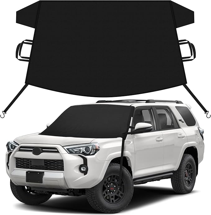 EcoNour Car Snow Cover Compatible for Toyota 4Runner | Windshield Cover for Ice and Snow with S-Hook Straps | Heavy-Duty 600D Oxford Winter Car Cover, Waterproof & Anti-Slip