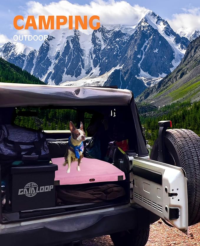 GAIALOOP 3 Inch Memory Foam Camping Mattress, Dual Layer Thick Sleeping Camp Pad for Car Tent Cot, Roll-Up Portable Glamping Floor Bed for Guests Sleepover