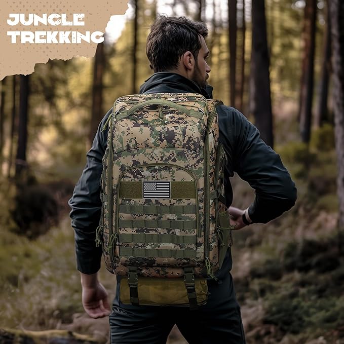 Maelstrom Tactical Backpack for Men, Water Resistant 40L Military Backpack, for Hiking, Camping, Gym with Molle System (Camouflage Green)
