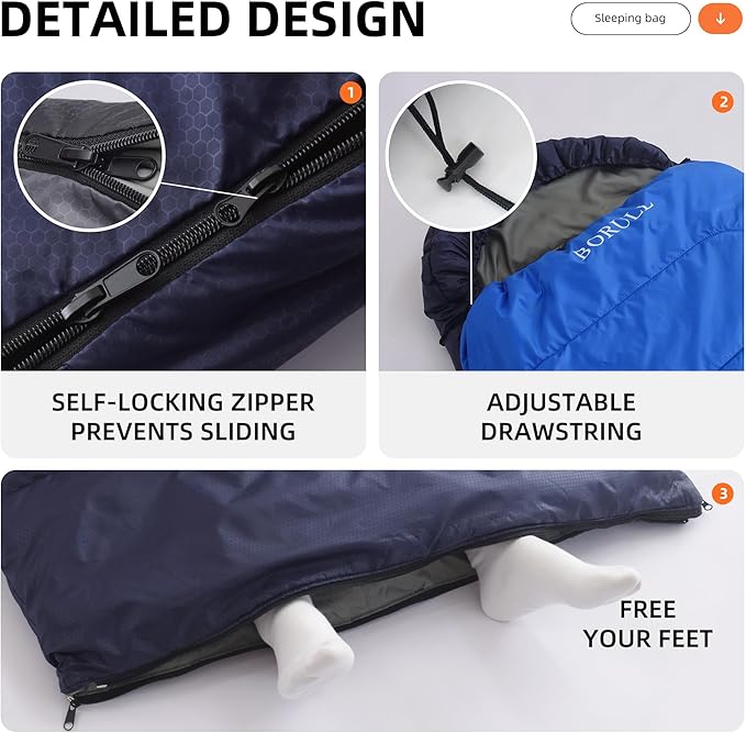 Sleeping Bags for Adults Cold Warm Weather,Backpacking Compact Lightweight Camping Sleeping Bag with Compression Sack for Kids,Camping Essentials Gear for Hiking,Travel,Climb,Outdoor, Indoor