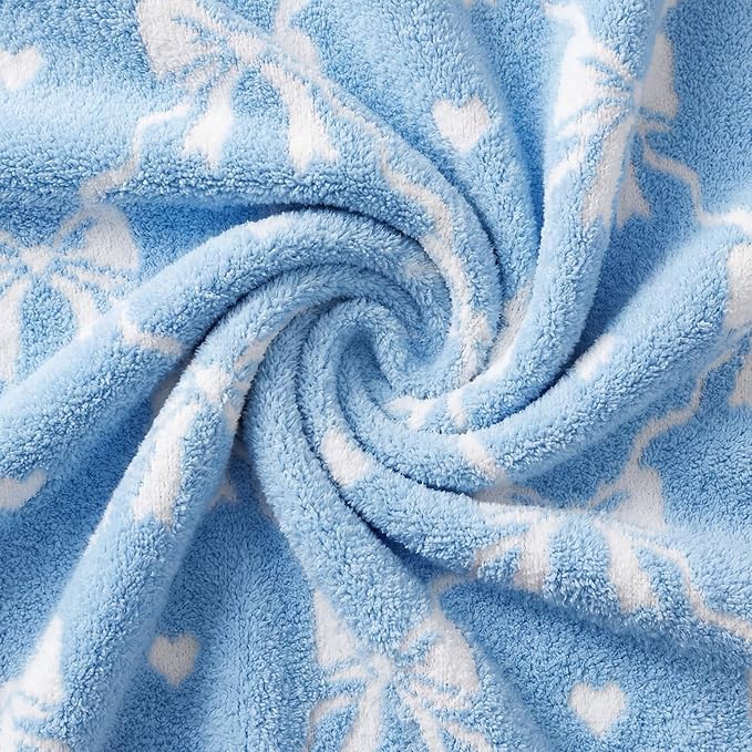 WRENSONGE Blue Bow Throw Blanket Soft Cozy Fluffy Warm Throw for Couch Sofa Bed Camping Picnic Travel Lightweight - 50"*60"