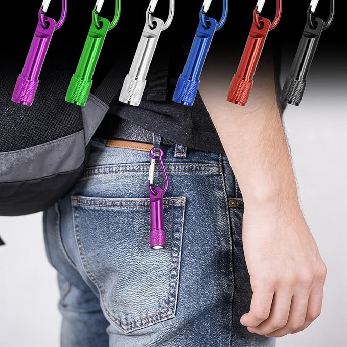 102Pcs Mini Keychain Flashlights Bulk with Metal Carabiner - Ultra-Bright LED Emergency Lights for Camping Cycling, Survival Kits (102)