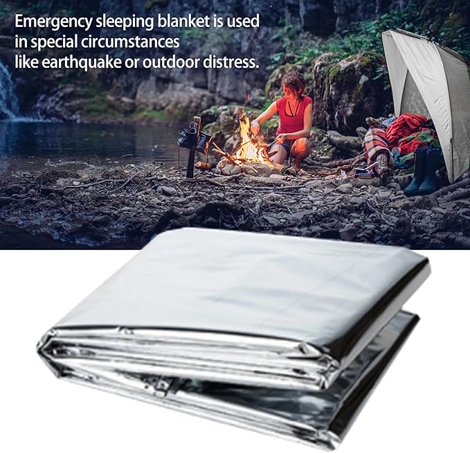 MEETSWEET Emergency Rescue Blanket Outdoor Survival Blanket Waterproof, Windproof, Warm, Sunscreen Lightweight and Portable Suitable for First Aid Bags and Outdoor Camping, Silver, 8pcs