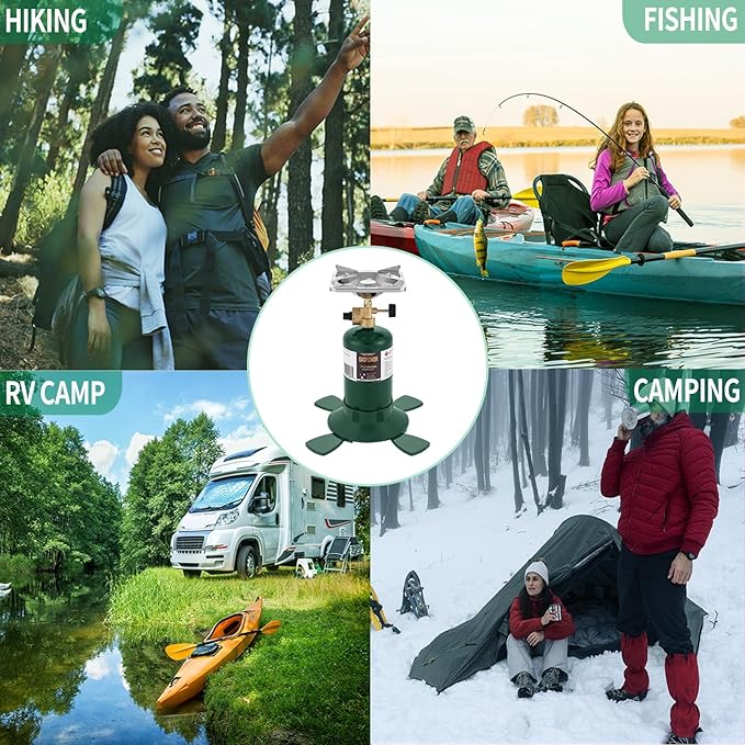 Propane Cylinder Top Stove with Adjustable Burner, 10000BTU Portable Camping/Backpacking Cooker,Camping Stove Propane,Single Burner Propane Stove with a USB Ligther,Camp Gas Stove(Fuel not included)