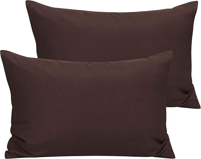 NTBAY Microfiber Toddler Pillowcases with Envelope Closure, 2 Pack 100% Brushed Microfiber Super Soft Travel Kids Nursery Pillow Cases, 14"x20" Fits Pillows Sized 12"x16" 13"x18" 14"x19", Dark Brown