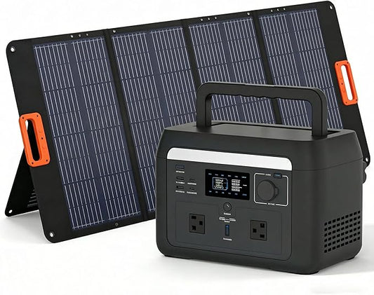 1000W Solar Generator Kit, 614.4Wh Power Station with 200W Foldable Solar Panel, Bidirectional Inverter, 1.5H Fast Charge, LiFePO4, WiFi/APP, <10ms EPS for Camping, RV