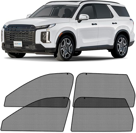 CLIM ART Magnetic Car Window Shades for Hyundai Palisade 2020-2025 – Custom-Fit Sun Blocker Curtains, Side Window Covers, Essential Car Accessories for Camping, Baby, and Privacy Protection - MS0171
