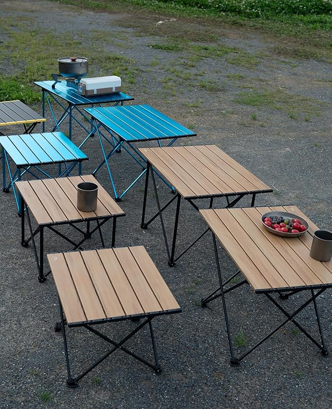 iClimb Ultralight Compact Camping Folding Table with Carry Bag (Silver - L)