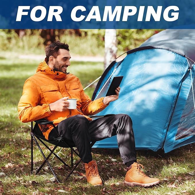 WEIDIORME 2 Pack Lightweight Camping Chairs, 300LBS Heavy-Duty Portable Folding Chairs with Carry Bag, Compact Design for Camping, Beach, Picnics, and Outdoor Event