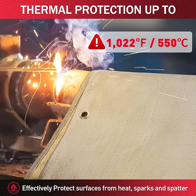 Fiberglass Welding Blanket 4x6 ft - KANHIRO Heavy Duty Heat Resistant Fabric, 1022 °F Fire Resistant Blankets, High Temp Insulation Blanket for Industrial, Smoker, Camping, Grill