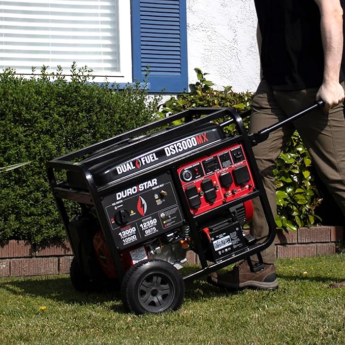 DuroStar DS13000MX 13,000-Watt 500cc Dual Fuel Portable Generator - Gas and Propane, Remote Electric Start, Whole Home Power Backup, Transfer Switch Ready, RV & Emergency Ready