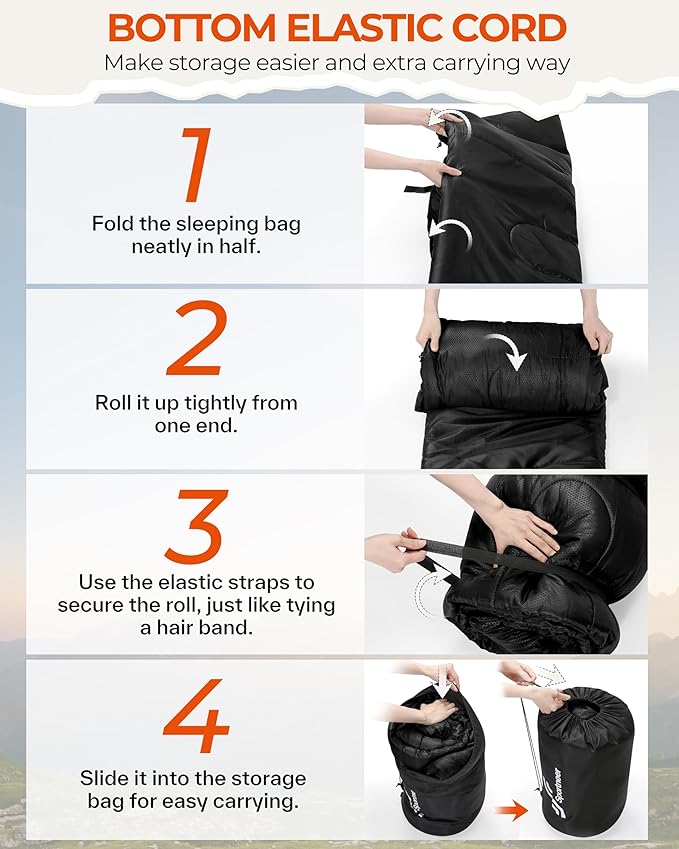 Sportneer 0 Degree Sleeping Bag for Cold Weather, XL Winter Sleeping Bag for Adults, Flannel Lined Camping Sleeping Bag, 32°F–59°F Rated, 87" x 33.5", 4.4 lbs, Detachable Hood, Compression Sack