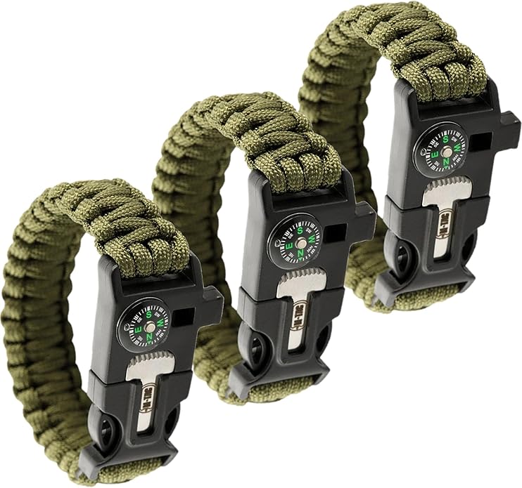 M-Tac Survival Paracord Bracelet - Cord 12 ft (144 Inch) - Tactical Emergency Cord Rope with Compass Whistle