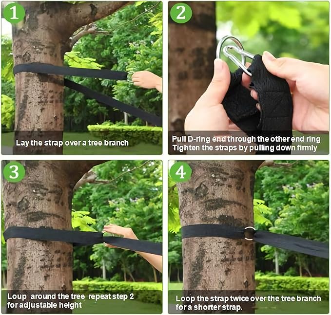 KNC Outdoor Travel Camping Sport Hammock with Tree Straps for Hanging, Army Green Net Mesh Nylon Sleeping Bed Swing with Hooks for Garden Beach Camping Hunting Hiking Traveling
