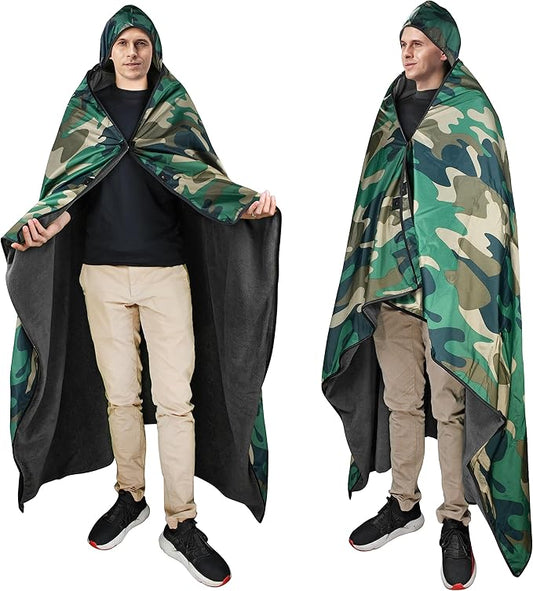 Catalonia Waterproof Stadium Blanket, Windproof Wearable Poncho for Football Sideline & Sports Events for Fans, Portable, Durable Outdoor Blanket for Camping & Tailgating