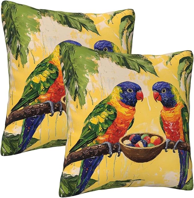 Parrot Throw Pillow Covers 18x18 inch Set of 2 Bird Pillow Case Cushion Cover for Home Sofa Couch Living Room Car Decor