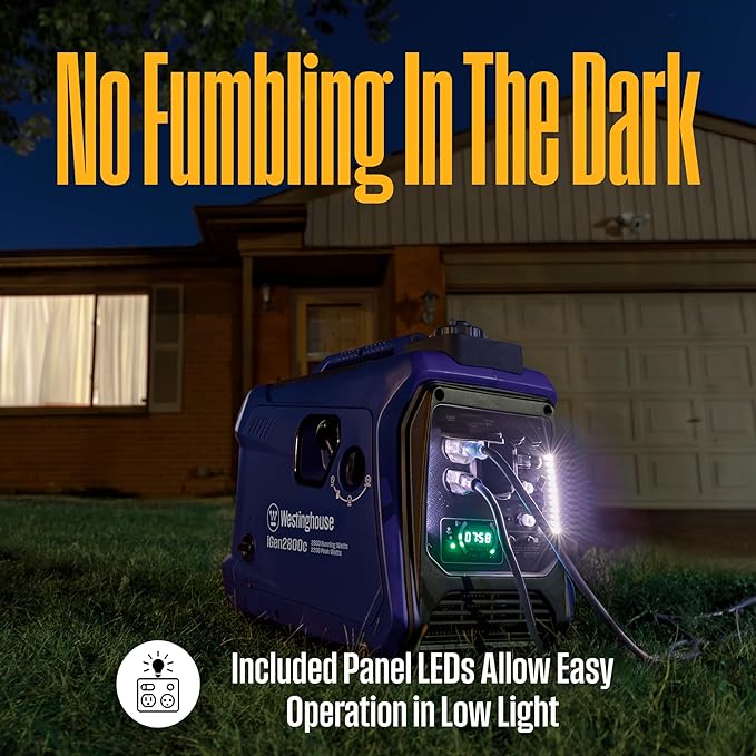 Westinghouse 2800 Peak Watt Super Quiet & Lightweight Portable Inverter Generator, Gas Powered, CO Sensor, Parallel Capable, Long Run Time