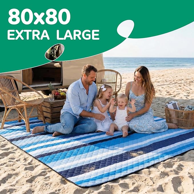 Waterproof Beach Blanket Picnic Outdoor Mat Extra Large Women Men Family Summer Vacation Essentials Lake Day Must Haves Travel Accessories Supplies Camp Gear Stuff Necessities Items Gadget Needs Gift
