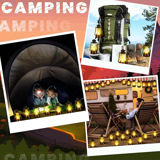 Ferraycle 36 Pcs Mini Lantern for Centerpiece Western Wedding Decor 4 Inch Camping Decorative with LED Candle Vintage Hanging Lantern Ornaments Bulk for Cowboy Cowgirl Xmas Party Decoration (Black)