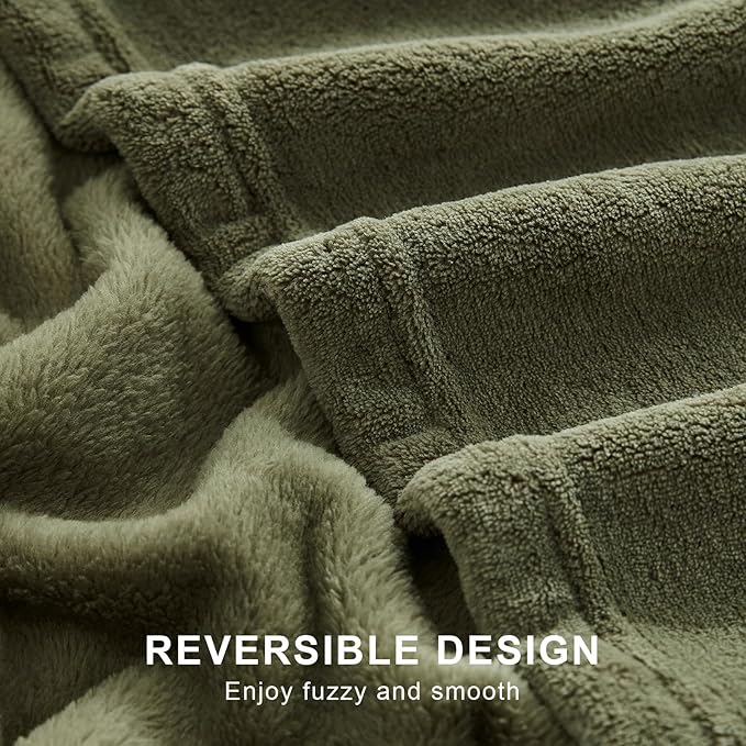 Hansleep Fleece Moss Green Twin Blanket, Super Soft Flannel Fuzzy Plush Cozy Blanket for All Seasons, Moss Green, Twin 60x80 Inches