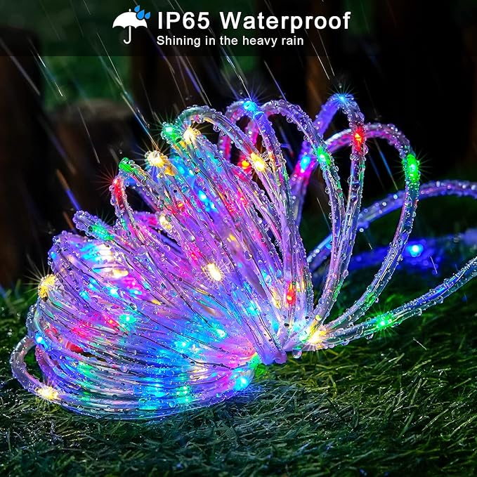 JMEXSUSS Trampoline Accessories 200 LED Trampoline Lights, 66ft IP 65 Waterproof Solar String Lights Outdoor, 8 Modes Solar Rope Light for Garden Yard Ladder Slide Tent Camp(Multicolor)