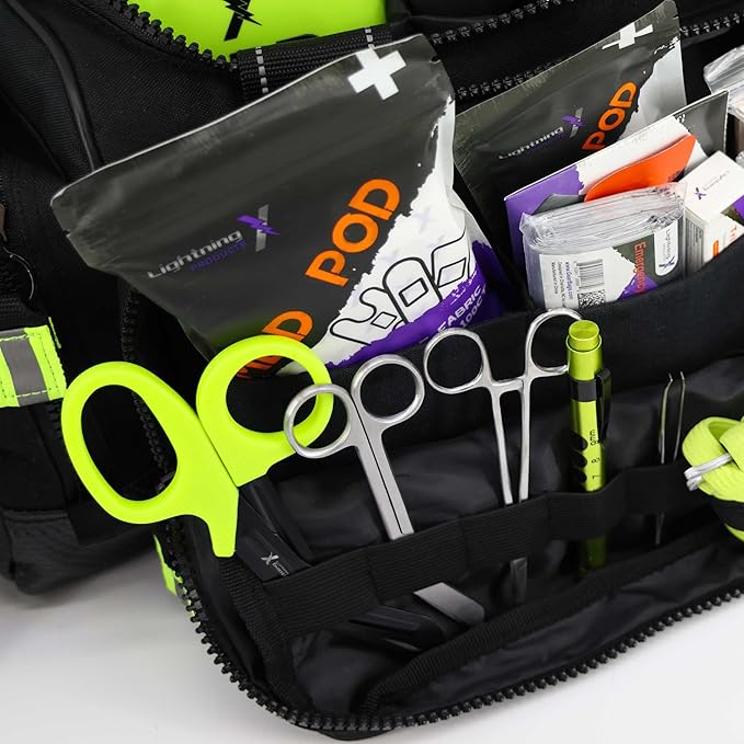 Lightning X Stocked X-Large Modular EMT Medic Trauma Bag w/Emergency Medical Fill Kit Supplies (Black)