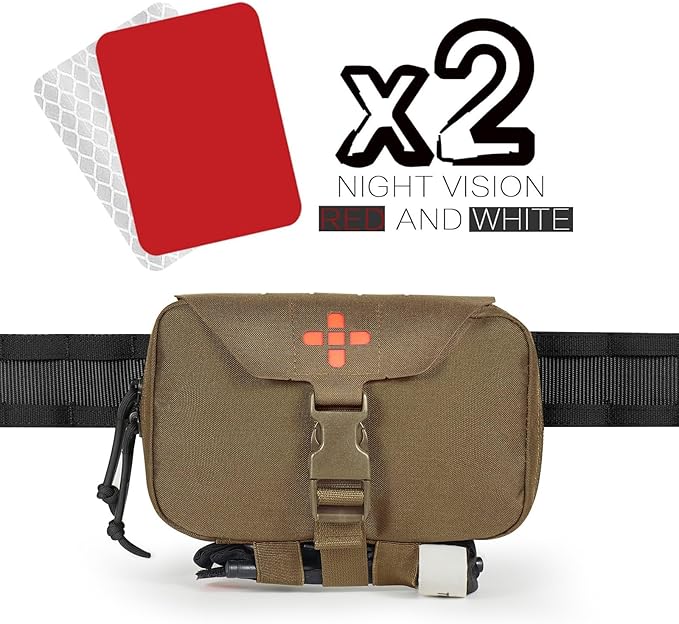 Ifak Pouch-Rapid Deployment Tactical MOLLE Trauma Kit Pouches, Quick Release Tear-Off Medical First Aid Kit Organiser with Red Immediate Identify for Emergency Surviva.