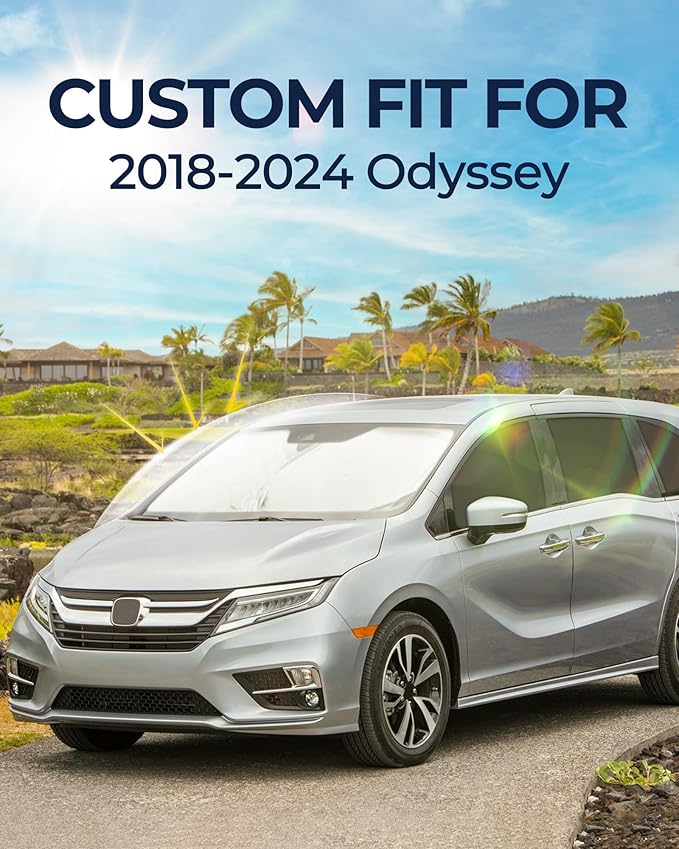 Car Window Shades for Honda Odyssey 2018-2024, 8pcs Privacy Sun Shade Set for Front Windshield Side and Rear Windows, Full Window Covers Keeps Vehicle Cool for Camping Napping