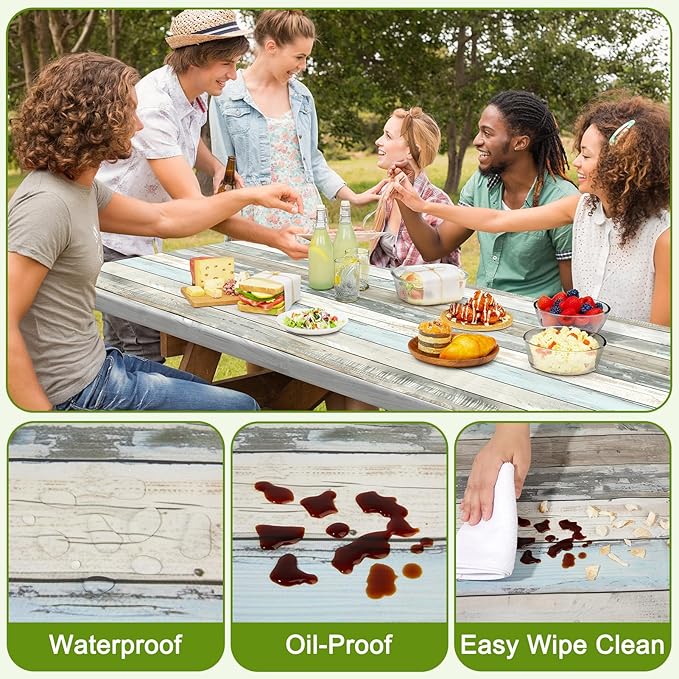 Picnic Table Cover with Bench Covers Portable Table Cloth Built-in Storage Pocket Fitted Tablecloth with Elastic Edges Waterproof Camping Essentials for Indoor Outdoor Rv,72in,Brownish Gray