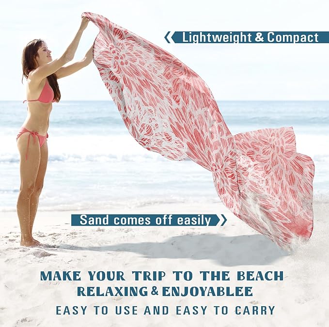 Famstar Beach Blanket Sandproof Waterproof 78''×110'' 1-7Adults Oversized,Compact Lightweight Durable Beach Mat for Travel Camping Hiking Picnic Blanket