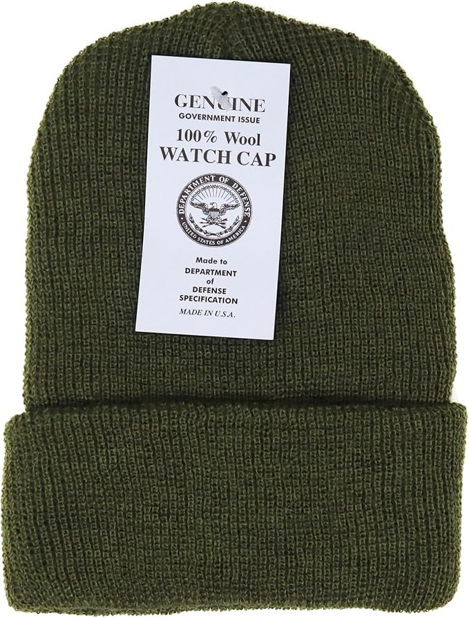 100% Wool Watch Cap – GI Warm Winter Beanie Cap for Cold Weather – Made in the USA Military Specifications.
