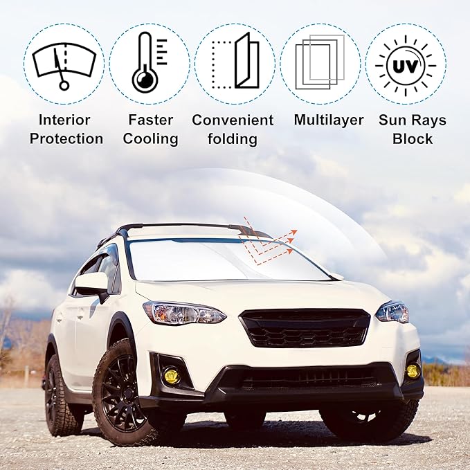 Windshield Sun Shade Custom Fit 2018-2023 2024 2025 2026 Su baru CrossTrek Accessories Foldable Sunshade Sun Blocker Front Window Shades Covers Keep Car Cooler