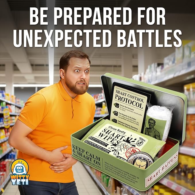Witty Yeti’s Military-Grade Shart Survival Kit for When Your Butt Commits Treason. Emergency Backup Gag Gift for Digestive Mutiny & Rear-End Rebellion.