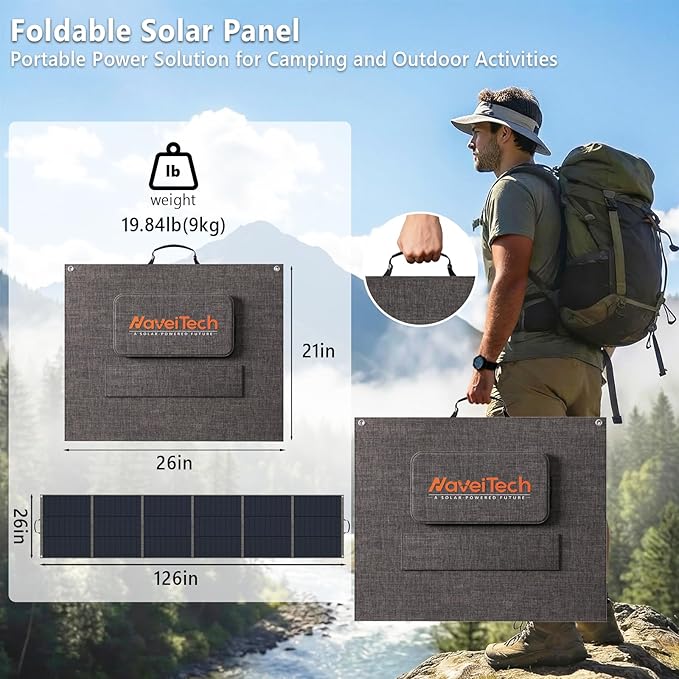 400W Portable Solar Panel, 25% High Efficiency Foldable Solar Panel Charger for Power Station, for Power Station, with Sturdy Kickstands, Fast Setup for Camping, RV, Pickup, Marine Off-Grid