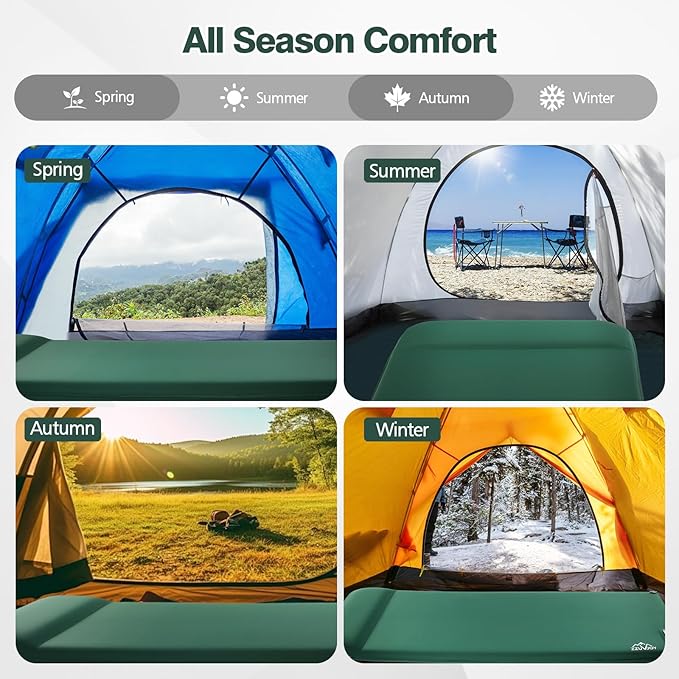 Memory Sleeping Pad with Electric Pump, 3.15" Ultra-Thick Foam Sleeping Mats for Camping, 9.5 R-Value Insulated Self Inflating Sleeping Pad with Pillow for Car Travel Tent