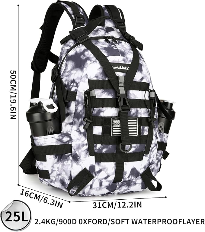 Lovelinks21 25L Tactical Backpack Hiking Daypacks Outdoor Military Molle Bag EDC Rucksack Motorcycle Backpack for Camping