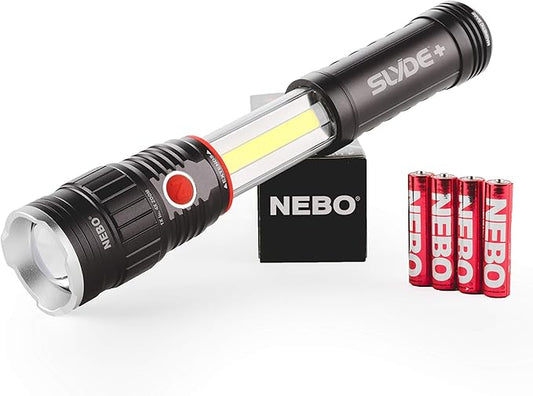 NEBO 300-Lumen LED Worklight Flashlight: Slyde+ Has a Strong Magnetic Base; Use as a Standard Flashlight or Slide to Open and Reveal the Best Work Light - Nebo 6525