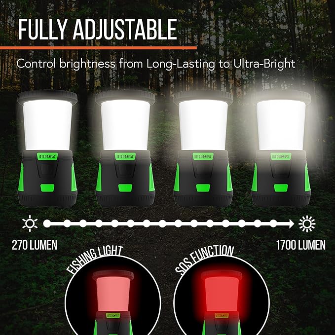 Internova 2000 Lumen LED Camping Lantern, Longest Lasting Battery Lantern, Powered & Operated with Infinite 360 Degree Light Control