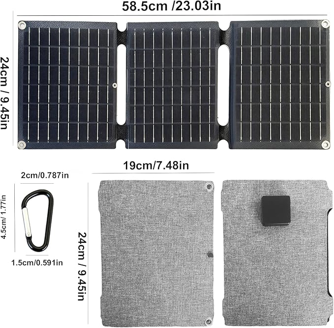20W Portable Foldable Solar Panel, 3-Fold Solar Charger with USB QC3.0 & DC Outputs, lPx4 Waterproof Solar Panel Charger for Camping, Hiking, Portable Source, Emergency Power Outage