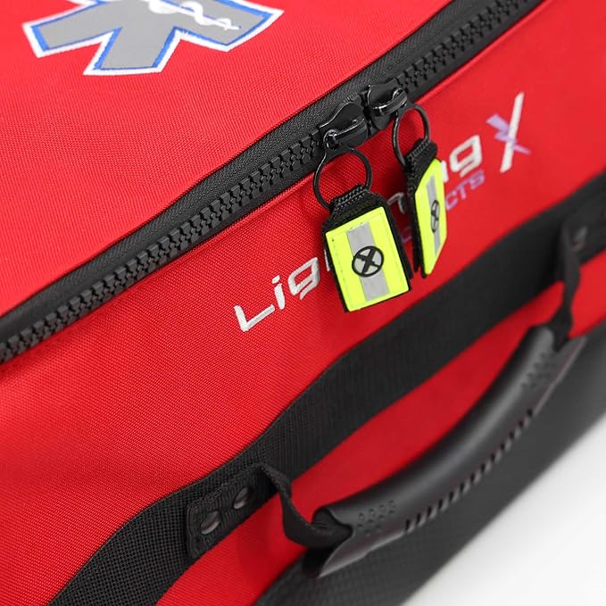 Lightning X Personalized Modular Oxygen Trauma Bag w/Hidden Cylinder Compartment, Accessory Pouches & Custom Embroidered Name Or Logo - LXMB65 RED