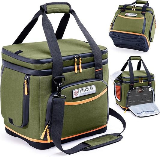 Double-Layer Travel Carrying Case for Jackery Explorer 1000 v2 – Hard Molded Bottom, Side Ventilation & Front Pockets, Portable Power Station Storage Bag for Jackery Accessories & Solar Generator