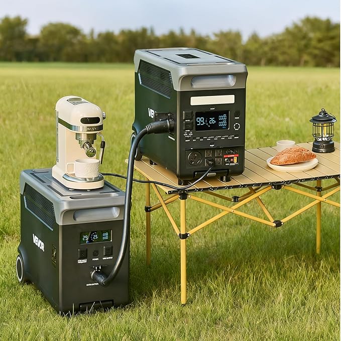 VEVOR Extra Battery for Portable Power Station, 3840Wh LiFePO4 Extra Expansion Battery with 3 Output Ports for Home Use, Outdoor Camping, Road Trips, RVs, Emergencies