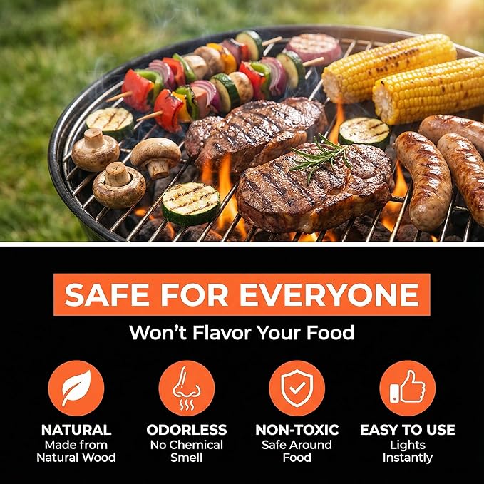 Natural Fire Starter for Fireplaces: Quick Start Fire Starters Sticks for Campfires Grills Outdoor BBQ Firepit Wood Stove - Odorless Charcoal Firestarter Cubes 75 Count