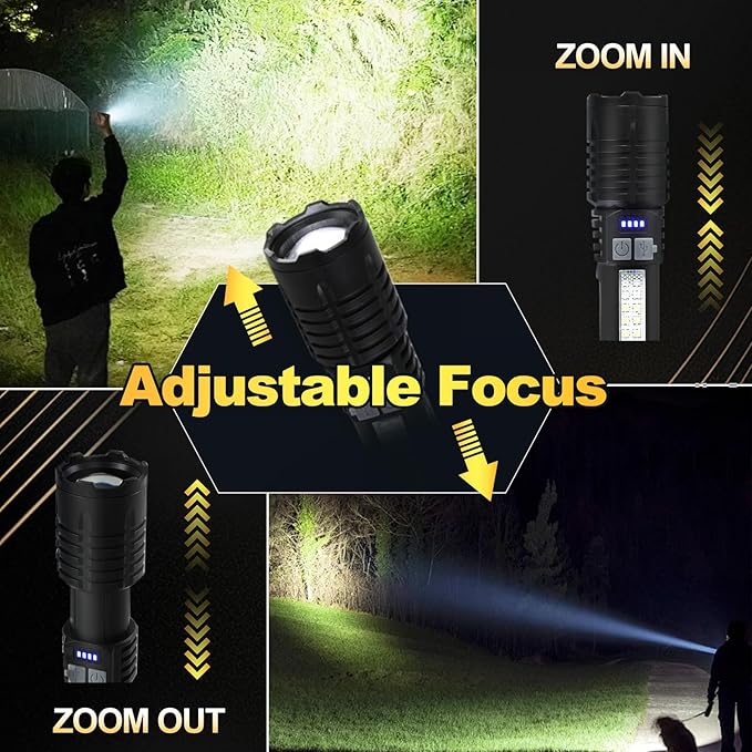 Rechargeable Flashlights High Lumens, 5 Modes Adjustable Brightness, Waterproof LED Tactical Flashlight, High Powered Handheld Flashlight for Home/Camping/Emergency (2 Pack)