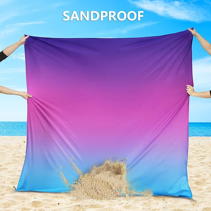 AISPARKY Beach Blanket Waterproof Sandproof Extra Large, Oversized Beach Mat, Quick Drying&Compact&Lightweight, Picnic Blankets Vacation Essentials for Outdoor Beach Camping (79" X 83" (4 Person))